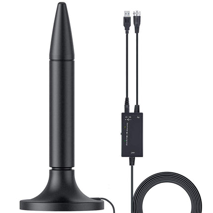 Nestetr Amplified HD Digital TV Antenna, 300 Miles Long Range Reception Indoor HDTV Antenna with Amplifier, Support 4K 1080P VHF UHF TV Channels and All TV Black, CS8058-Bhb4
