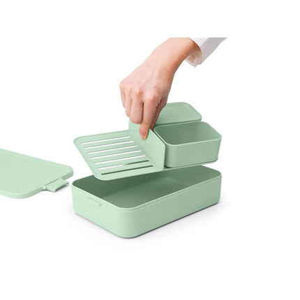 Brabantia Make and Take Bento Lunch Box, Large, 2 Litre Capacity, Jade Green