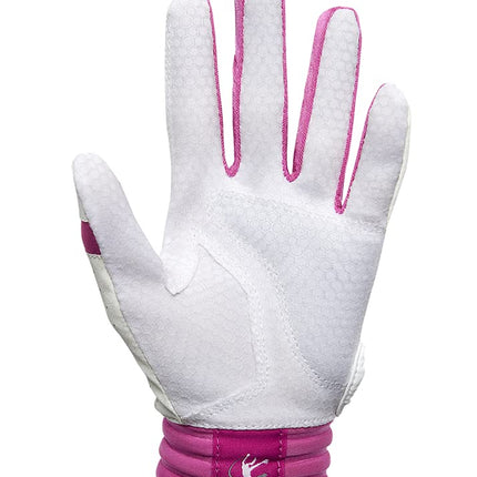 Mizuno Finch Youth Softball Padded Batting Glove, White-Pink, Small