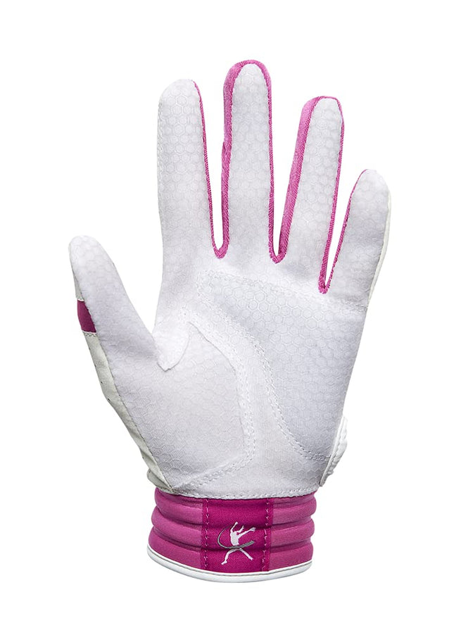 Mizuno Finch Youth Softball Padded Batting Glove, White-Pink, Medium