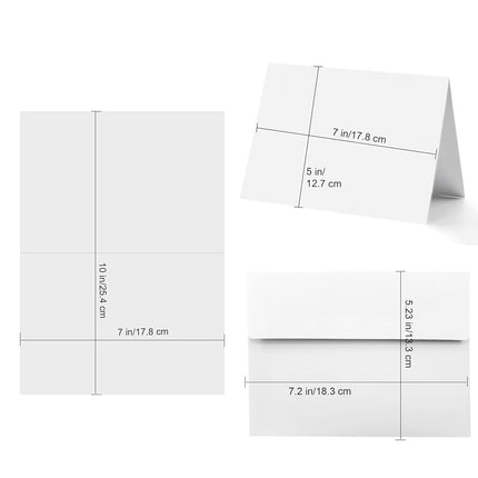 VANRA White Blank Greeting Cards with Envelopes 12.7x17.8 cm 100 Pack White Cardstock with A7 Envelopes Bulk Self Seal for DIY Thank You Cards, Wedding Invitations Cards (5x7 inches)