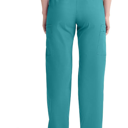 Dickies EDS Signature Scrubs for Women, Elastic Waist Pull-On Cargo Pants for Women in Soft Brushed Poplin 86106, Teal Blue, L Petite