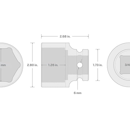 TEKTON 3/4 Inch Drive x 50 mm 6-Point Impact Socket | SID32150