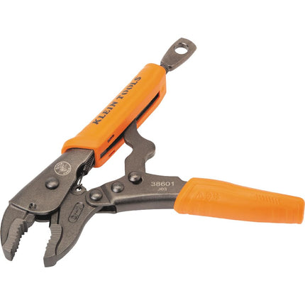 Klein Tools 38601 Curved Jaw Locking Pliers with Quick Release Handles, Intuitive Thumb Knob, High Torque, Mole Grips for Clamping and Gripping, 7-Inch