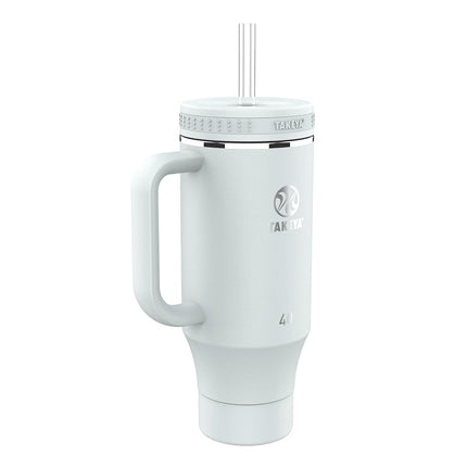 Vaso térmico Takeya de acero inoxidable de doble pared con asa y tapa con popote, 40 oz, Mist