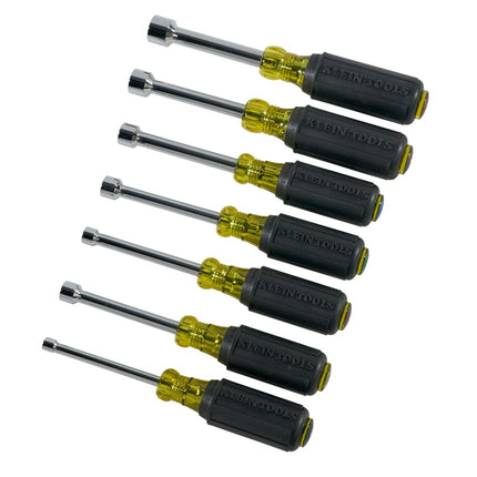 Nut Driver Set, 3-Inch Full Hollow Shaft, Sizes 3/16, 1/4, 5/16, 11/32, 3/8 7/16 and 1/2-Inch KLEIN TOOLS 631