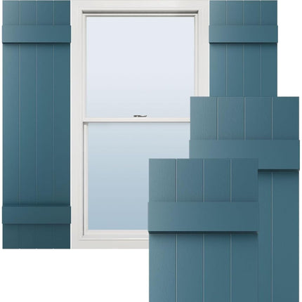 14"W x 39"H Lifetime Vinyl, Standard Four Board Joined, Board-n-Batten Shutters, w/Installation Shutter-Lok's & Matching Screws (Per Pair), Midnight Blue