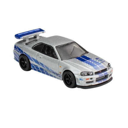 Hot Wheels Fast and Furious Coche a Escala de Metal Nissan Skyline GT-R BNR34 Gris - Escala 1:64 Longitud 8 cm HCP28