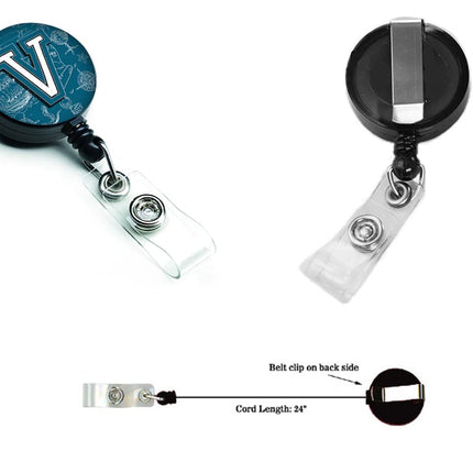 Caroline's Treasures Letter V Sea Doodles Initial Alphabet Retractable Badge Reel, Multicolor (CJ2014-VBR)
