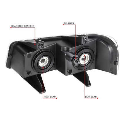 DNA MOTORING HL-OH-CEGS03-2P-BK Pair of OE Style Headlights Compatible with 03-14 Express Savana 1500/03-23 Express Savana 2500 3500, Black/Clear