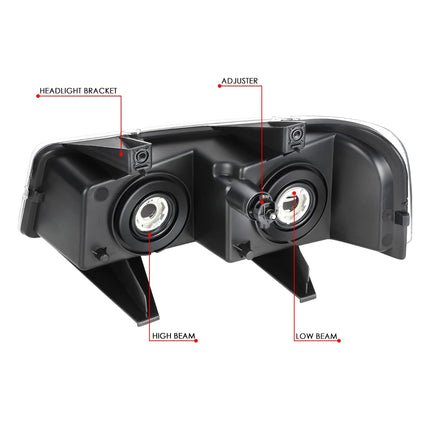 DNA MOTORING HL-OH-CEGS03-2P-BK Par de faros delanteros estilo OE compatibles con 03-14 Express Savana 1500/03-23 Express Savana 2500 3500, Negro/Transparente