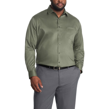 Chemise habillée Van Heusen homme grande taille, sans plis, col extensible Flex (grand et fort), couleur thym, tour de cou 47 cm, manches 89-91,5 cm