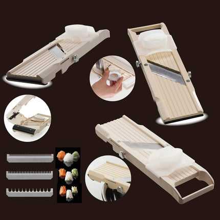 Benriner Mandoline Slicer, Japanese Stainless Steel Blade, BPA Free, Beige Classic Slicer, Biege with 4 Japanese Stainless Steel Blades Beige