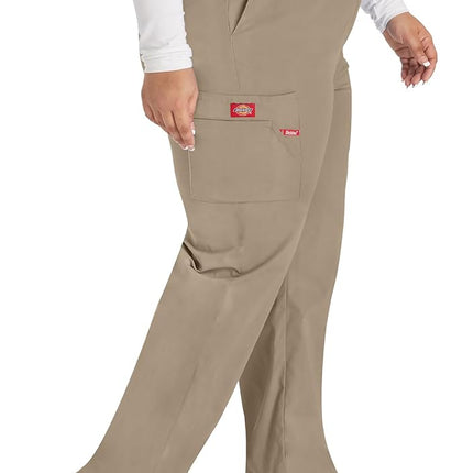 Dickies EDS Signature Women Scrubs Pant Natural Rise Tapered Leg Pull-on 86106, Dark Khaki, XL