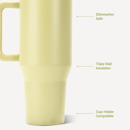 HydroJug Traveler - 40 oz Water Bottle with Handle & Flip Straw - Fits in Cup Holder, Leak Resistant Tumbler-Reusable Insulated Stainless Steel & Rubber Base - Gifts for Women & Men, Olive