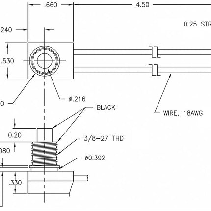 Core Tools CT126-LS-B Interruptor Pulsador Negro Resistente al Agua