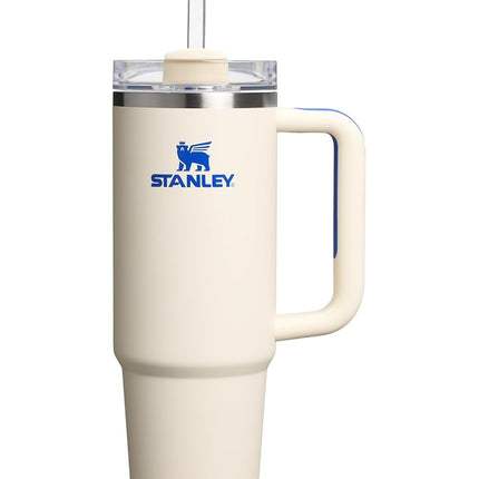 Vaso Stanley Quencher H2.0 con asa y pajita, 30 oz | Tapa Flowstate de 3 posiciones | Compatible con portavasos para viajes | Vaso de acero inoxidable con aislamiento | Sin BPA | Cream Royal