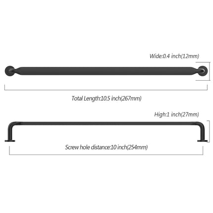 Asidrama 10 Pack 10 Inch(254mm) Matte Black Kitchen Cabinet Handles, Cabinet Pulls Kitchen Cabinet Hardware for Cupboard Drawer Pulls