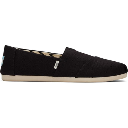 TOMS Womens Recycled Cotton Alpargata Loafer Flat, Black White, 5 UK