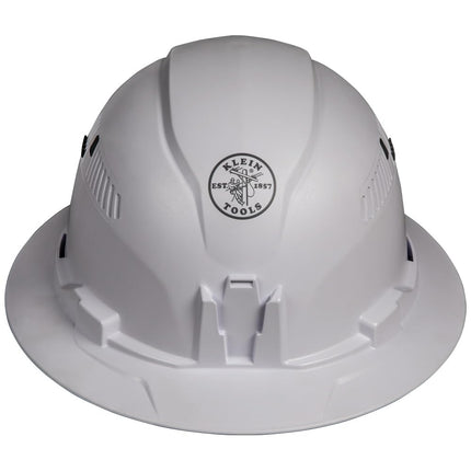 Klein Tools 60407 Hard Hat with Light, Vented Full Brim Style, Padded, Self-Wicking Odor-Resistant Sweatband, White