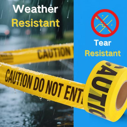 2 Pack Caution DO NOT Enter Barricade Tape – 3in x 330ft Heavy-Duty Safety Barrier Tape for Construction, Hazard Zones, Crime Scenes & Restricted Areas – Bright Yellow with Black Text