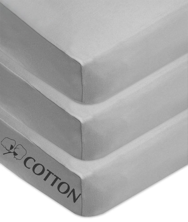 American Baby Company, lot de 3 draps-housses en jersey 100 % coton pour lit de bébé standard et matelas pour tout-petits, gris, pour garçons et filles