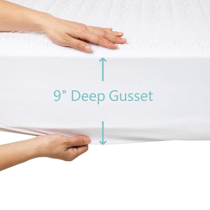 Protector de colchón acolchado impermeable de microfibra suave para cuna y cama infantil American Baby Company, blanco, 52"x28"x9"