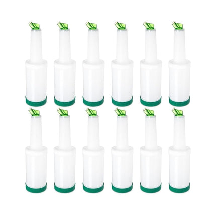 Carlisle FoodService Products Stor N' Pour Plastic Easy Pour Set, Pour Spouts, Bar Supplies with Complete Unit for Bar, 1 Quart, Green, (Pack of 12)