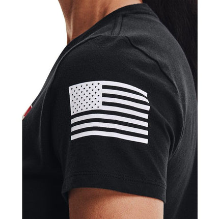 Camiseta Under Armour New Freedom Logo para mujer, Negro (002)/Blanco, Mediana