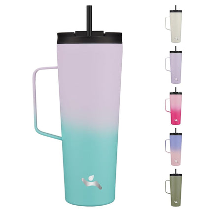 Konokyo Insulated Tumbler with Handle and Straw, 26 OZ Travel Coffee Mug Stainless Steel Cup Metal Water Bottle,Oasis