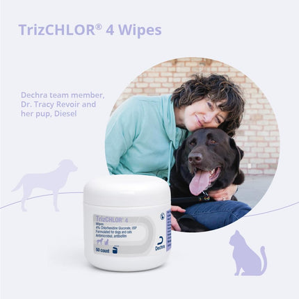 TrizCHLOR 4 Wipes for Dogs and Cats, 50 Count