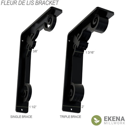 Ekena Millwork BKTM02X07X10TFLABS Metal Bracket, 2" W x 7 1/2" D x 10" H, Antiqued Brass