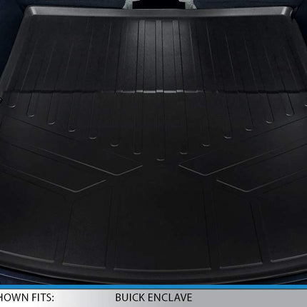 Tapetes SMARTLINER 3 Filas y Forro de Carga Detrás de la 2ª Fila, Juego Negro para Buick Enclave 2018-2019 con Asientos de Cubo en la 2ª Fila