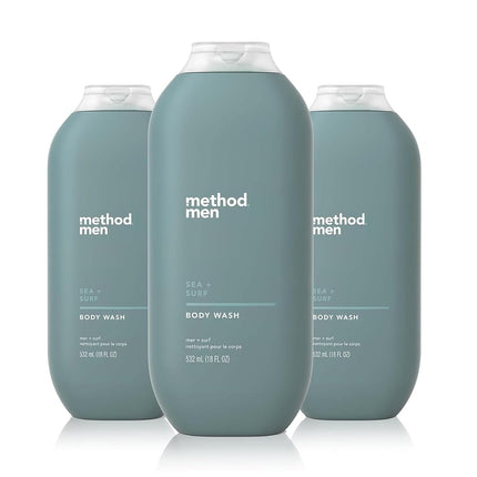 Method Men, Sea + Surf Body Wash, 18oz, 3 Packs, Packaging May Vary