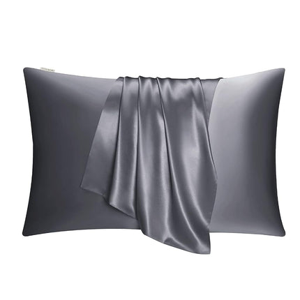 DISANGNI 100% Natural Mulberry Silk Pillow case for Hair and Skin with Hidden Zipper 22 Momme Both Sides Real Silk Pillow Case (2pc Queen Size 20" x30", Dark Gray)