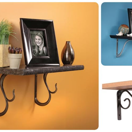Knape & Vogt John Sterling Colonial Style Decorative Shelf Bracket, 10-Inch, Black, RP-0090-10BK
