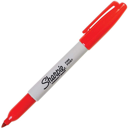 Marcador permanente Sharpie 30002 de punta fina (paquete de 2), marca en papel y plástico, resistente a la decoloración y al agua, certificado AP, color rojo, 12 marcadores por caja, paquete de 2 cajas, 24 marcadores en total