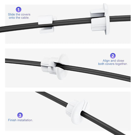 Cable Routing Kit for Starlink, Cable Mounting Kit, Starlink Accessories, Wall Grommets for Cables, Cable Wall Pass Through for 1 Inch Wall Hole and Furniture Wire Hole (2 Pack White)