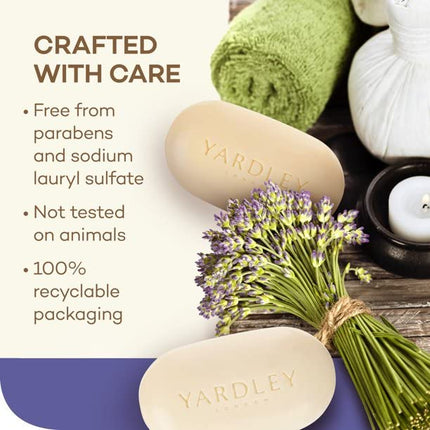 Jabón en barra Yardley London English Lavender con aceites esenciales, barra de 4.25 oz (paquete de 10)