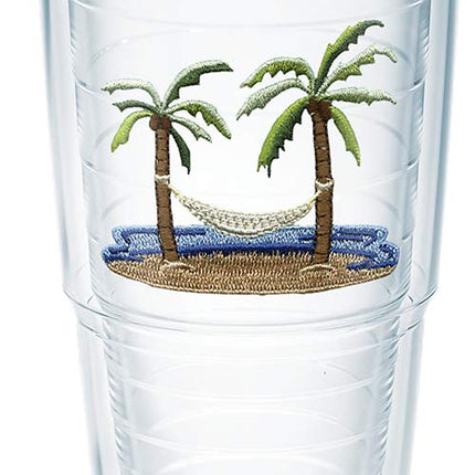 Tervis Palm Tree & Hammock Scene Made in USA Double Walled Insulated Tumbler Travel Cup Keeps Drinks Cold & Hot, 24oz, Lidded, 1 Count (Pack of 1)