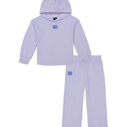 Under Armour Baby Girls Hoodie Set, Bottoms & Hoodie, Lightweight & Relaxed Fit, Salt Purple Flared Trousers, 24 Months