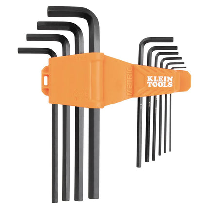 KLEIN TOOLS LS10M 10-Key Metric Hex Key Caddy Set, Long Reach Keys, Sizes 1.5 to 10mm, Heat-Treated, Black Phosphate