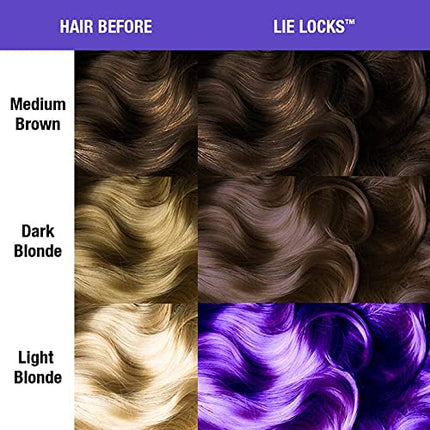 Manic Panic Semi Permanent Blue Violet Hair Dye, Lie Locks, 4 oz, 3 Pack
