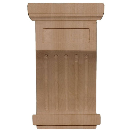 Ekena COR04X04X07FLRW W x 4 1/4" D x 7" H Fluted Corbel, Rubberwood, Rubber Wood