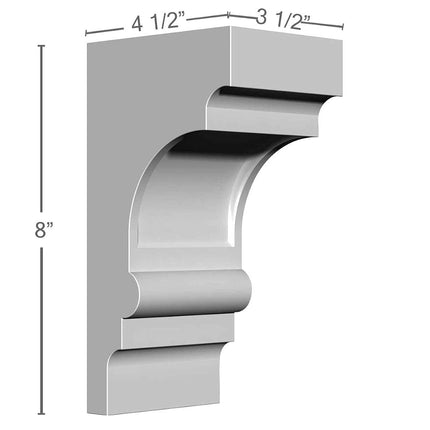 Ekena BKT03X04X08DI Endurathane 3 1/2" W x 4 1/4" D x 8" H Diane Bracket, Primed