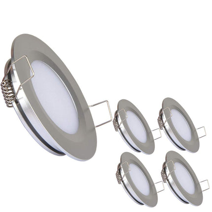 acegoo Luces LED empotradas de techo para RV y barco, paquete de 4, luz de panel LED súper delgada, DC 12V 3W, focos totalmente de aluminio, blanco frío (plateado)