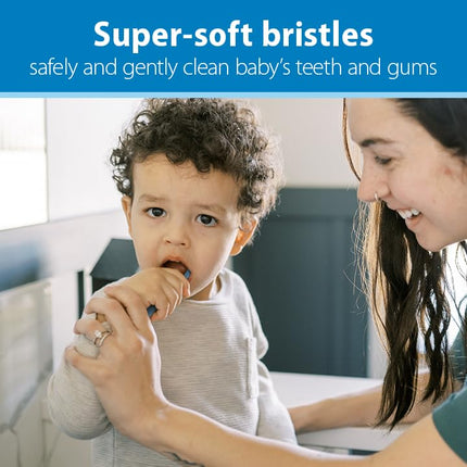 Dr. Brown's Infant-to-Toddler Toothbrush Set, Soft & Gentle Manual Toothbrushes for Baby, Green/Dark Blue/Ecru/Blue, BPA Free, 0-3 Years – 4-Pack