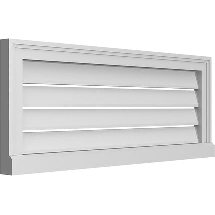 36"W x 14"H Rectangle Surface Mount PVC Gable Vent: Functional, w/ 2"W x 2"P Brickmould Sill Frame