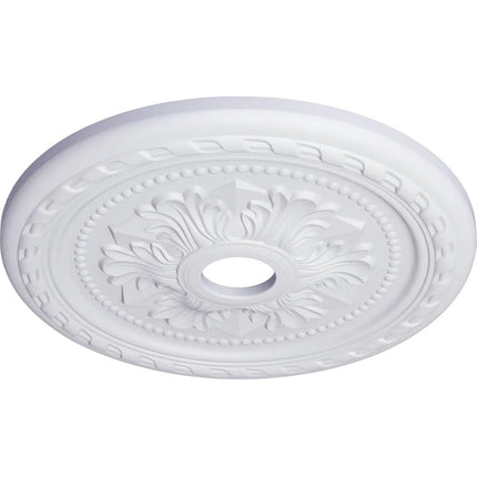 Ekena 23 OD ID x 1 P Palmetto Ceiling Medallion (Fits Canopies up to 3 5/8"), Polyurethane, Primed