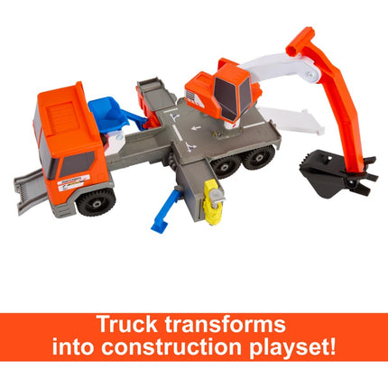 Matchbox Action Drivers Matchbox Transforming Excavator, Large-Scale Toy Truck & Playset with 1:64 Scale Vehicle & 4 Construction-Themed Accessories